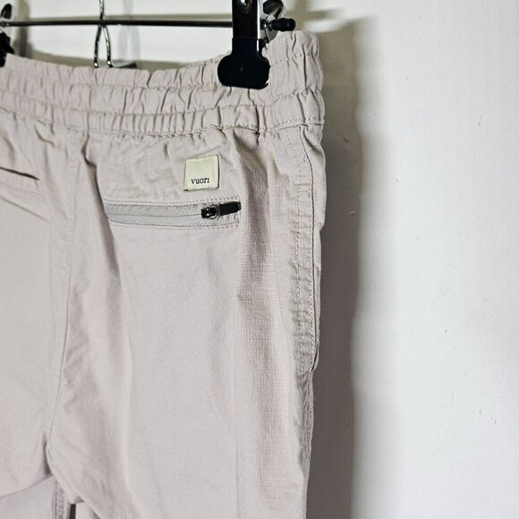 Vuori Womens Rip Stop Organic Cotton Elastic Waist Pants M Beige Cuffed Hem Gorp - Picture 5 of 11